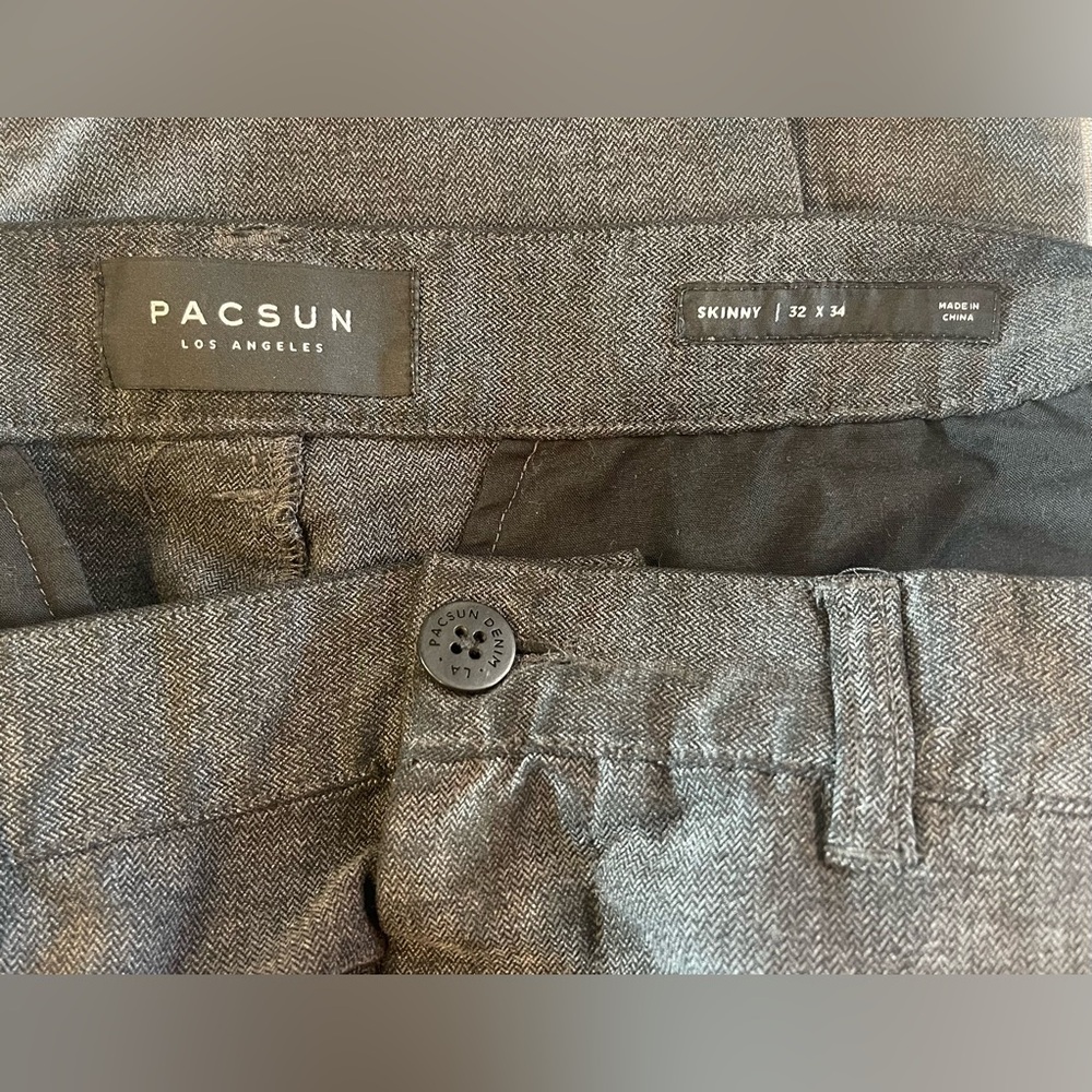 Pacsun Los Angeles Grey Dress Pants Y2K Skinny 32x34 Low Rise Women’s - Picture 8 of 8